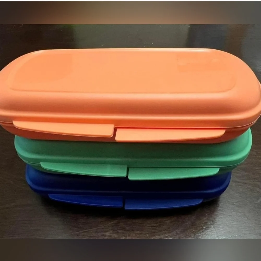 Tupperware Sandwich Keepers Set - Green, Blue, Orange